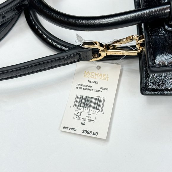 Michael Kors Mercer XS North South MINI Satchel Crossbody Bag Patent Black - Picture 10 of 10